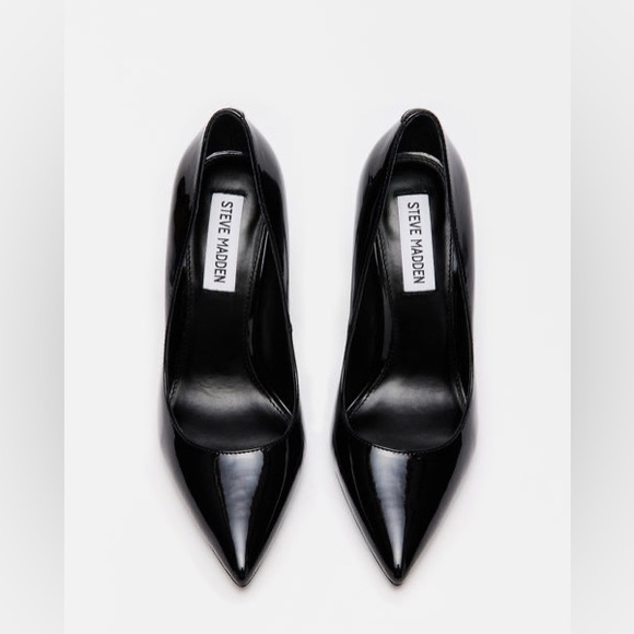STEVE MADDEN Evelyn Black Patent Leather Pumps Heels Sleek Sexy Chic Shoes Sz 8 - Picture 8 of 16